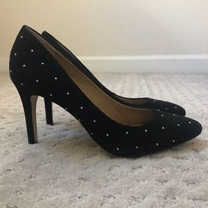 Ann Taylor Julian quilted suede pointed toe pumps